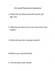 English Worksheet: ESL level placement test 