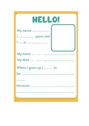 English Worksheet: Handout for basic information