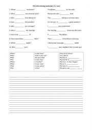 English Worksheet: To be - Make some questions