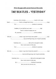 English Worksheet: THE BEATLES  YESTERDAY