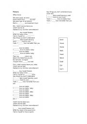 English Worksheet: Song - Flowers 