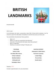 English Worksheet: An Oral Assignment: British Landmarks