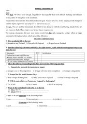 English Worksheet: Reading comprehension