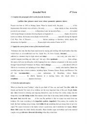 English Worksheet: Remedial Work