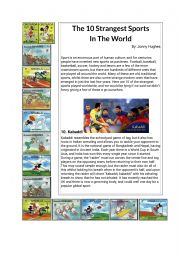 English Worksheet: Extreme sports : reading and discussion understanding and topic.