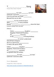 English Worksheet: Thanksgiving song gapfill