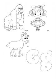 English Worksheet: Letter G Coloring page