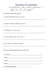 English Worksheet: QUESTIONS STUCTURE