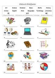English Worksheet: School subjects vocabulary