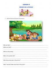 English Worksheet: Unit 5:eating habits. lesson 5: Going on a picnic