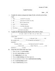 English Worksheet: Tenses Review