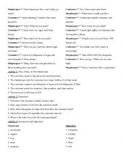 English Worksheet: At the Supermarket