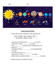 English Worksheet: Solar system