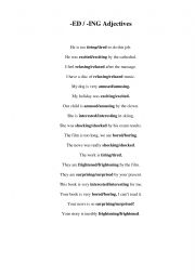 English Worksheet: -ed/-ing adjectives