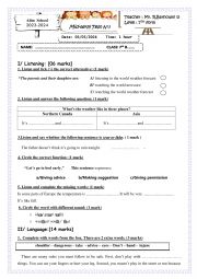 English Worksheet: Mid-term test N3 7th form