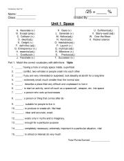 space related vocabulary worksheet