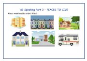 English Worksheet: A2 KEY Cambridge Speaking Exam Part 2 and 3 PLACES TO LIVE