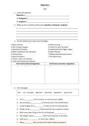 English Worksheet: Migration test