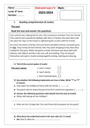 English Worksheet: end tem exam 8th grade 