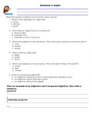 English Worksheet: ADJECTIVE AND COMPOUN ADJECTIVE