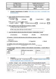 English Worksheet: Mid Term Test 1 3rd Fom