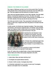 English Worksheet: SAMHAIN- CELTIC TRADITION