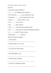 English Worksheet: Present Simole exercises