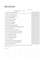 English Worksheet: Can you dance?-Challenge Interview