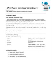 English Worksheet: Robo the classroom helper