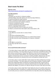 English Worksheet: The Blind_short movie