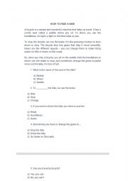 English Worksheet: How to ride a bike