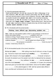 English Worksheet: Remedial work 1 for 1st year sec 