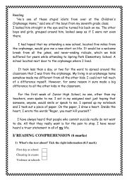 English Worksheet: End of term 1  for 9th  grade 