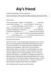 English Worksheet: aly�s  friend 
