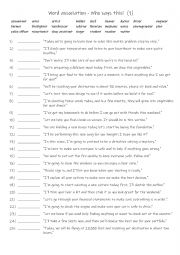 English Worksheet: A2-B1 Word association with jobs -Who says this!  (1) 
