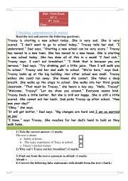 English Worksheet: end 1 9th form  writing about 1st day at school 