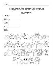 English Worksheet: Farm animals - counting