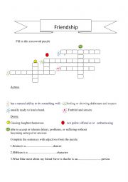 English Worksheet: Friends -a crossword puzzle