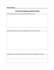 English Worksheet: The Pursuit of Happyness movie analysis worksheet