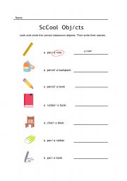 English Worksheet: School objects 