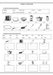 English Worksheet: Cooking- In the Kitchen Vocabulary