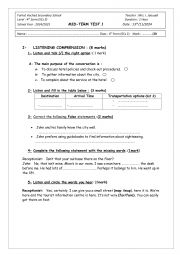 English Worksheet: Mid-Term Test 1