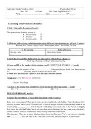 English Worksheet: 4th mid term test n1