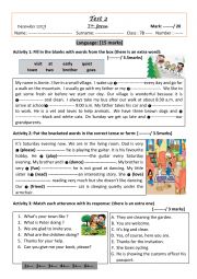 English Worksheet: End term test 1 7th form