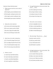 English Worksheet: adjective order