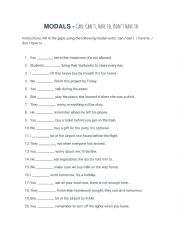 English Worksheet: Modal verbs
