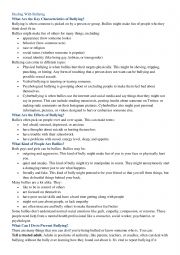 English Worksheet: Bullying