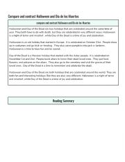 English Worksheet: Compare & Contrast Halloween and Dia de Muertos