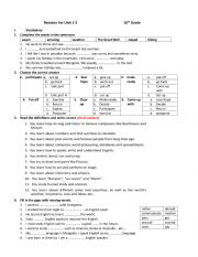 English Worksheet: Vocabulary and grammar revision