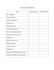 English Worksheet: Survival On the Moon
